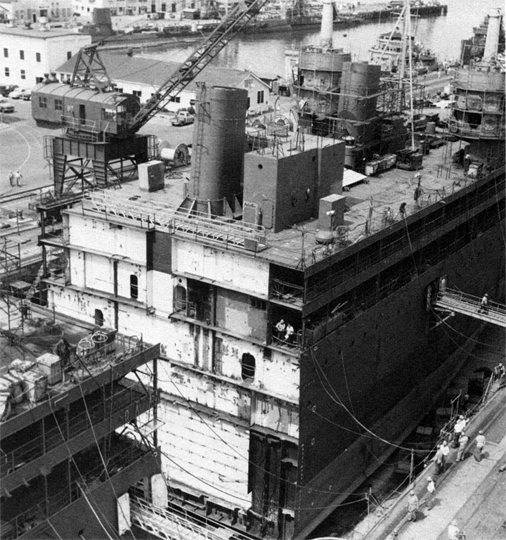 USS Proteus being extended 44.5 ft.